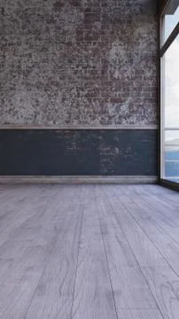 3D Contemporary Empty Room Stock Illustration