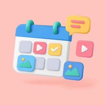 3D Content Calendar Planning Vector Design Stock Illustration