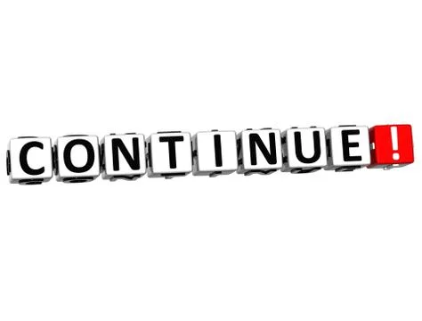3d continue block text  on white Stock Illustration