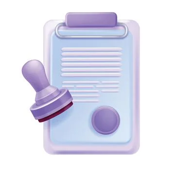 3D contract icon, vector digital document, cartoon clipboard finance policy Stockillustratie