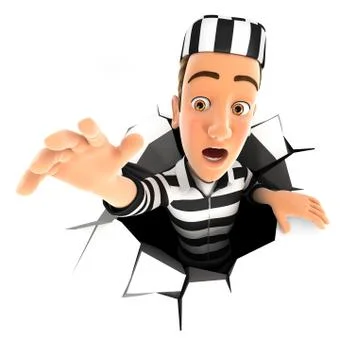 3d convict falling down into a hole Illustrazione stock