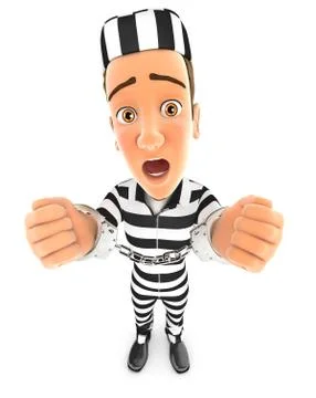3d convict handcuffed Stock Illustration