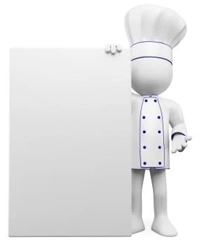 3d cook with a blank poster Stock Illustration