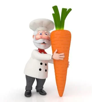  3D cook with carrot. Illustrazione stock
