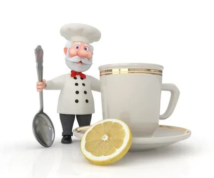 The 3d cook with a cup. Stock Illustration