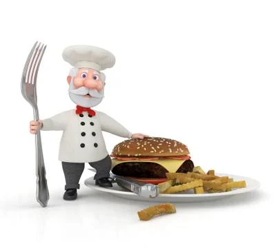 The 3d cook with a fork. Stock Illustration