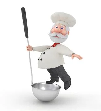 The 3d cook with a ladle. Stock Illustration