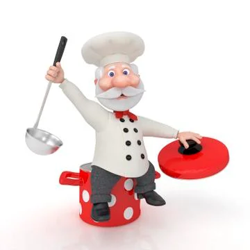 The 3d cook with a pan. Stock Illustration