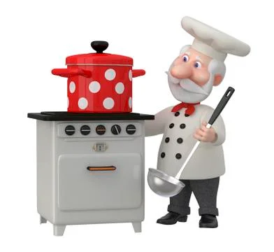 The 3d cook with a pan. Stock Illustration