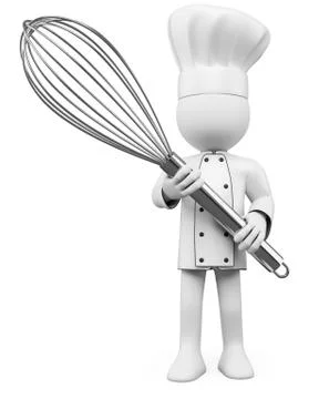 3d cook posing with a mixer Stock Illustration