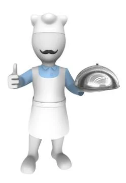 3d cook shows thumbs up gesture. 3d illustration Stock Illustration