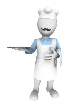 3d cooking chef with big empty dish Stock Illustration