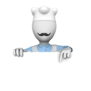 3d cooking chef with blank billboard. Stock Illustration