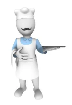 3d cooking chef with empty dish Stock Illustration