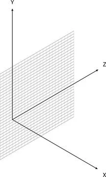 3D Coordinate Axes Grid Plane Minimal Style Mathematics Education Black White 스톡 일러스트