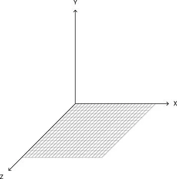 3D Coordinate Axes Horizontal Grid Plane Perspective Style Mathematics Education Stockillustratie