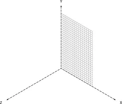 3D Coordinate System Base Grid Plane Minimal Style Mathematics Education Black Illustrazione stock