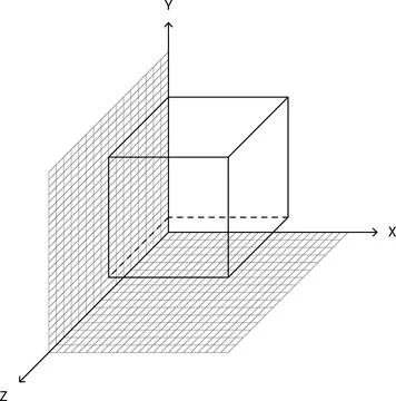 3D Coordinate System Cube Wireframe Grid Planes Minimal Style Mathematics イラスト素材