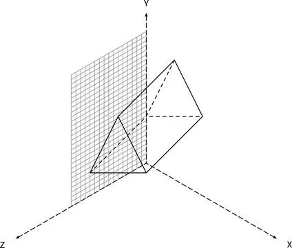 3D Coordinate System Double Pyramid Wireframe Grid Plane Perspective Minimal Stock Illustration