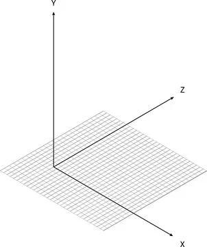 3D Coordinate System Flat Grid Surface Minimal Style Mathematics Diagram Black Stockillustratie