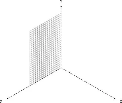 3D Coordinate System Vertical Grid Plane Minimal Style Mathematics Diagram Black Stockillustratie