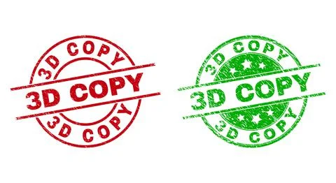 3D COPY Round Watermarks with Rubber Texture Stock Illustration