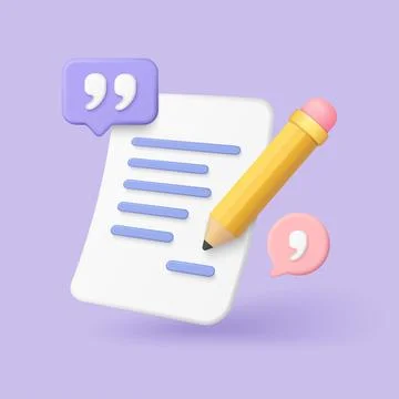 3D Copywriting Concept With Pencil And Quotes Stock Illustration