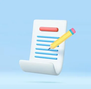 3d Copywriting, writing icon. Document concept Stock Illustration