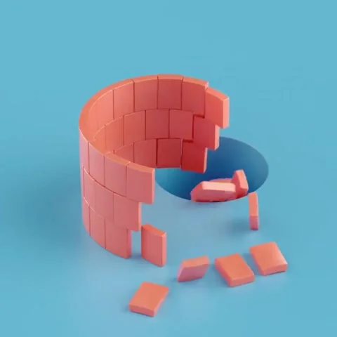 3D Coral Bricks Falling Into Blue Hole 스톡 동영상 347692855