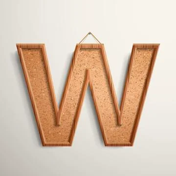 3d cork board texture letter W Stock Illustration