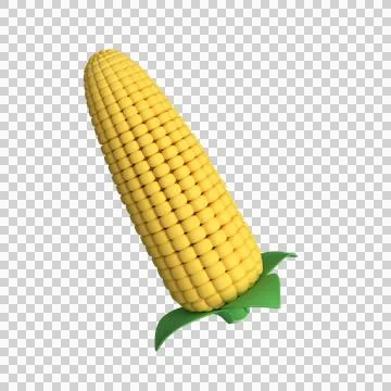 3d corn on the cob. Corn cob cartoon. 3d rendering Stock Illustration