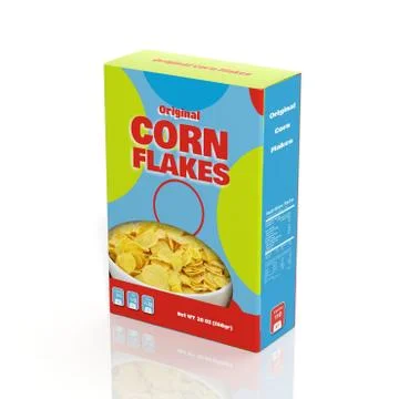 3D Corn Flakes paper package isolated on white Stock Illustration
