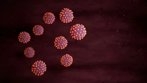 3d coronavirus cells moves in human body vessel Stock Footage 125706558