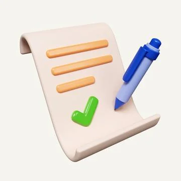 3d correct document. paperwork approved. accepted, ok, right. document clipboard Stock Photos