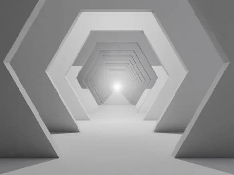 3d corridor with hexagonal design elements Stock Illustration