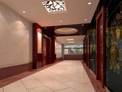 3d corridor. Illustrazione stock