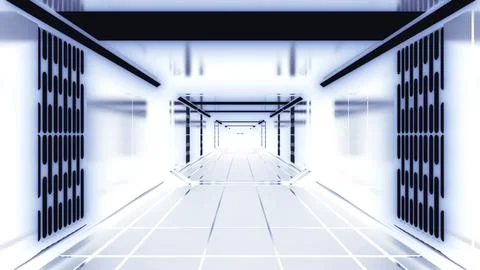 3D corridor in negative. Design. 3D animation of moving corridor with white イラスト素材