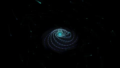 3D Cosmic Spiral Vortex and Glowing Particle Energy Motion Graphic Stock Footage 343803376