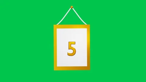 3D Countdown Animation 9 to 0 in Golden Frame on Green Screen Stock Footage 309809594
