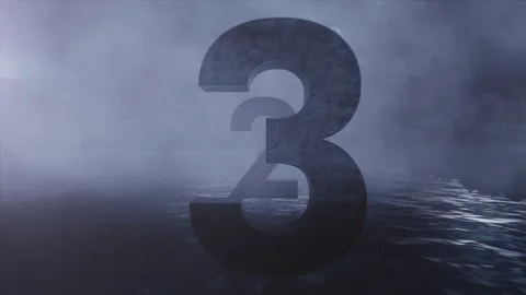 3D Countdown. Number Fly Over River Video stock 255147334