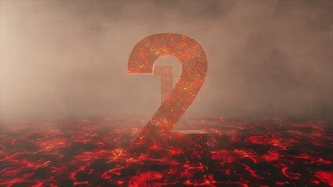 3D Countdown. Number Fly Over Lava Stock Footage 255147375