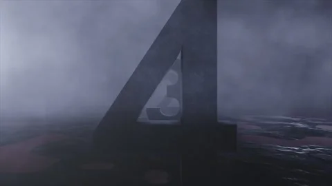 3D Countdown. Number Fly Over Wet Terrain Video stock 255147376