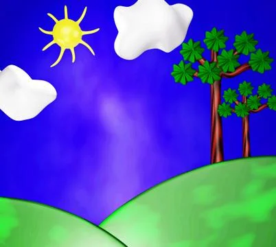 A 3D Country Landscape Stock Illustration