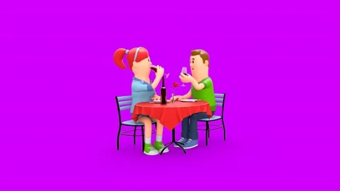 3D Couple Having Date Night Dinner Drinking With Cheers Vídeos de archivo 266971723