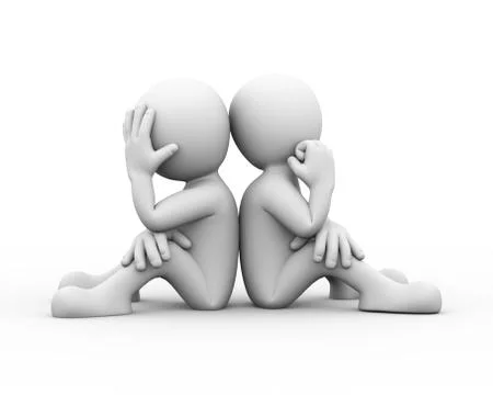 3d couple sitting back to back Stock Illustration