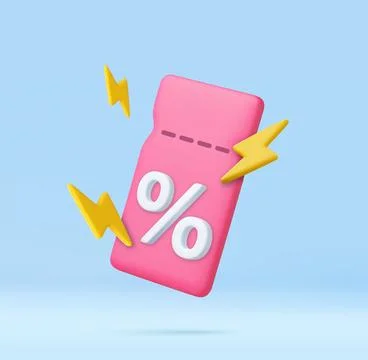 3D coupon with flash. Stock Illustration