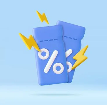 3D coupon with flash. Stock-Illustration