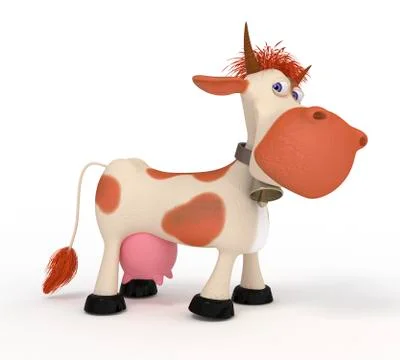 3d cow on a pasture. Illustrazione stock
