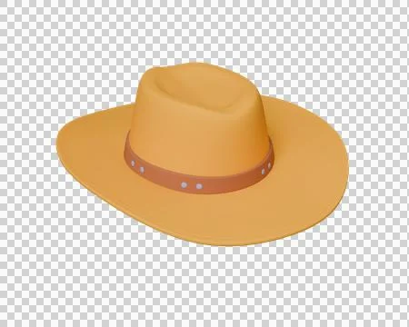 3d cowboy hat icon. Simple cartoon hat illustration. 3d rendering Stock Illustration