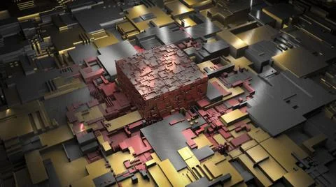 3d cpu processor chip background. Technological abstract illustration of Stock Illustration